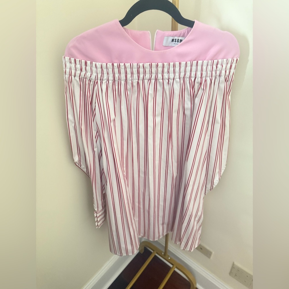 MSGM Pink and White Striped Dress